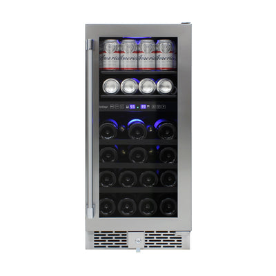 Vinotemp 15" Outdoor Dual-Zone Wine and Beverage Cooler, in Stainless Steel