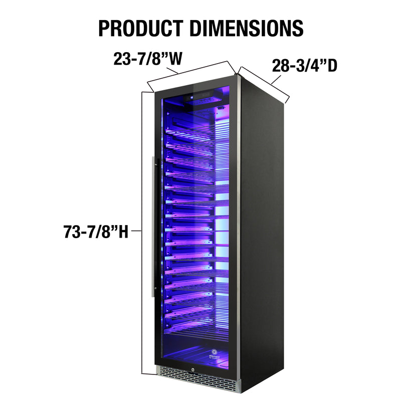 Vinotemp Backlit Series Commercial 168 Single-Zone Wine Cooler, in Black